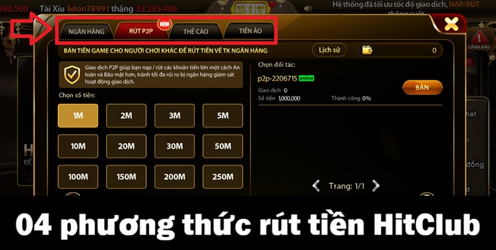 Có thể rút tiền Hitclub bằng những cách nào? 